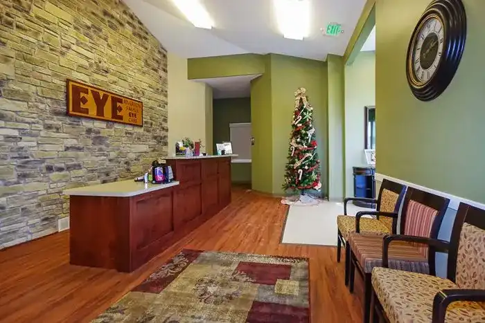 Reception area before a comprehensive eye exam at Riverton Family Eye Care in Riverton, Utah