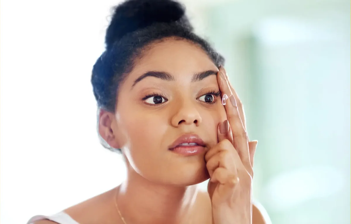 Contact lens exam guidance at Riverton Family Eye Care in Riverton, Utah